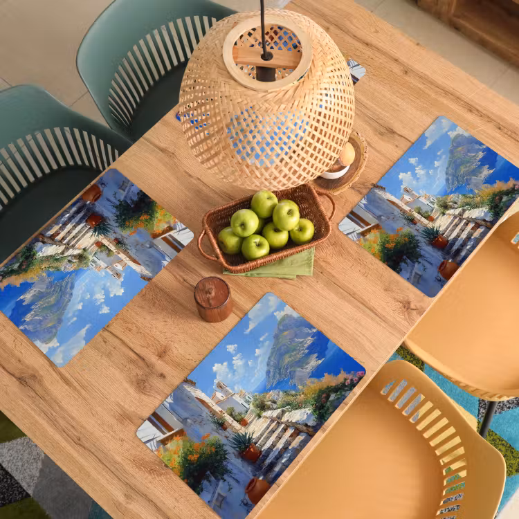 Sets de table en vinyle - Escaliers - Maisons - Paysage de montagne - Mer — 3