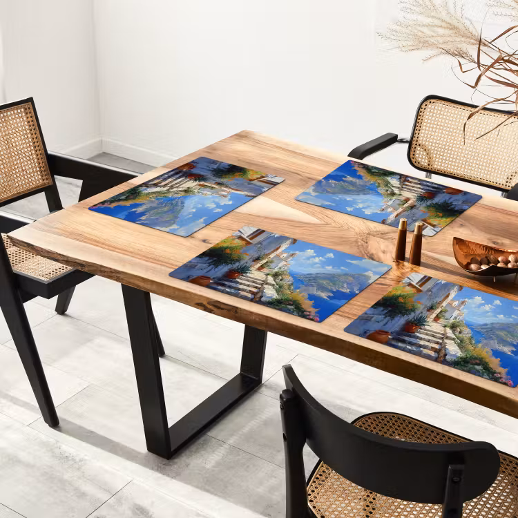 Sets de table en vinyle - Escaliers - Maisons - Paysage de montagne - Mer — 4