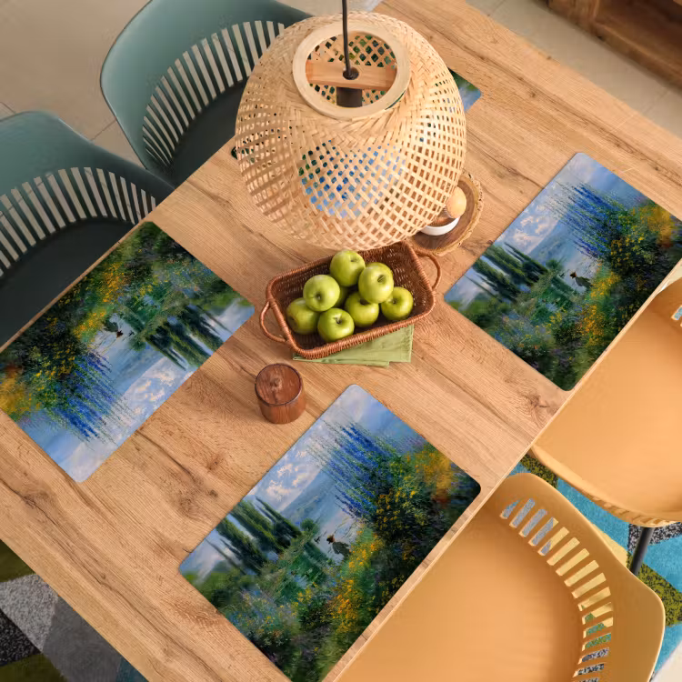 Sets de table en vinyle - Fleurs - Lac - Bergen - Vert — 3