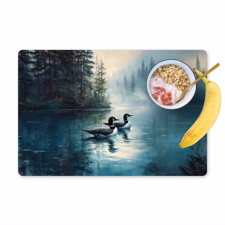 Sets de table en vinyle - Forêt - Eau - Canards - Brumeux — 1