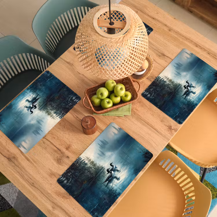 Sets de table en vinyle - Forêt - Eau - Canards - Brumeux — 3