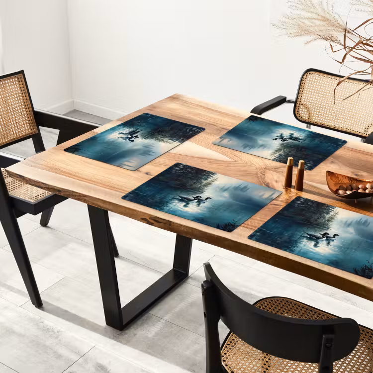 Sets de table en vinyle - Forêt - Eau - Canards - Brumeux — 4