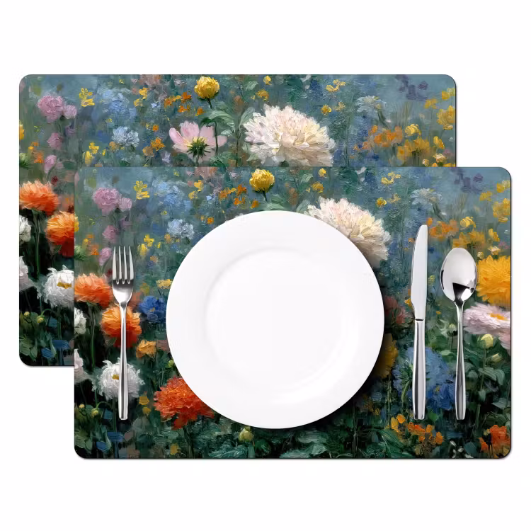 Sets de table en vinyle - Gros plan - champ - fleurs - coloré — 2
