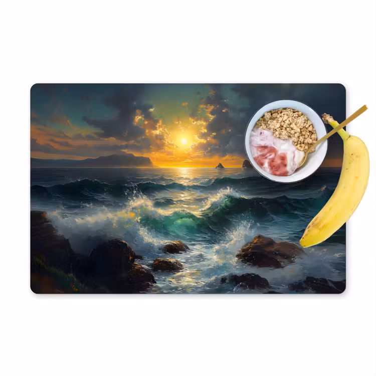 Sets de table en vinyle - Mer - Soleil - Vagues - Rochers — 1