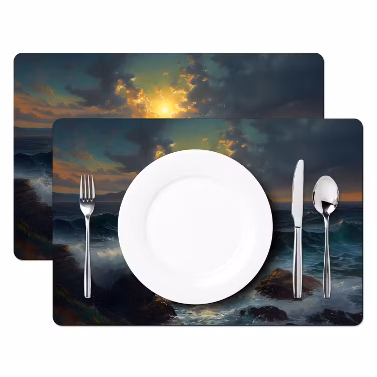 Sets de table en vinyle - Mer - Soleil - Vagues - Rochers — 2