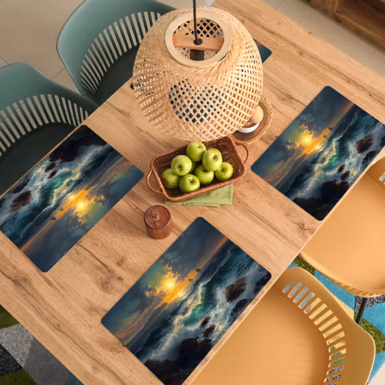 Sets de table en vinyle - Mer - Soleil - Vagues - Rochers — 3
