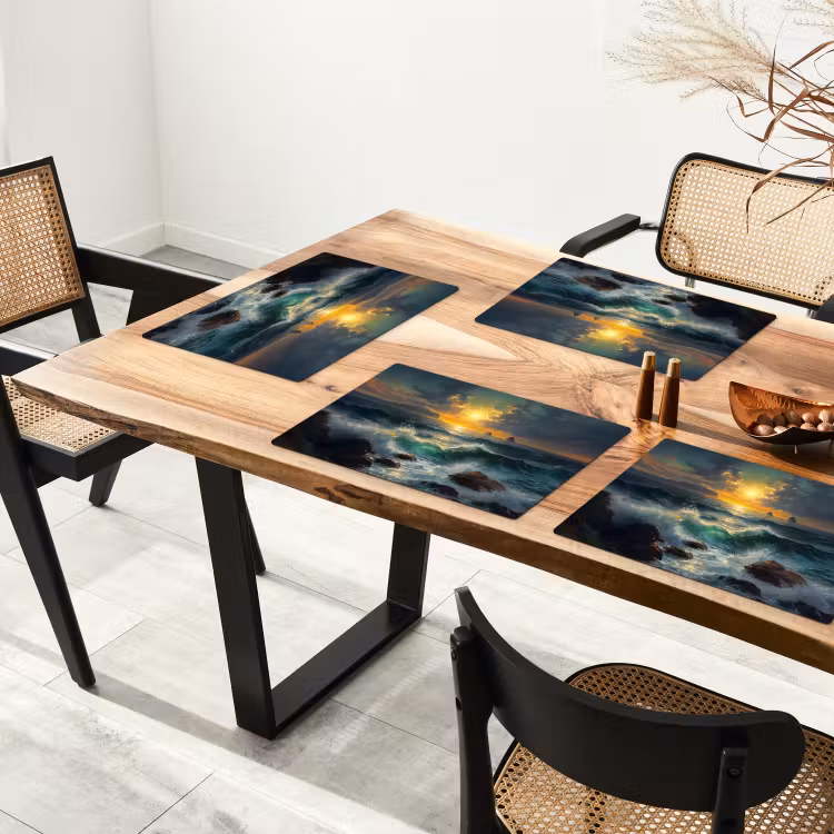 Sets de table en vinyle - Mer - Soleil - Vagues - Rochers — 4
