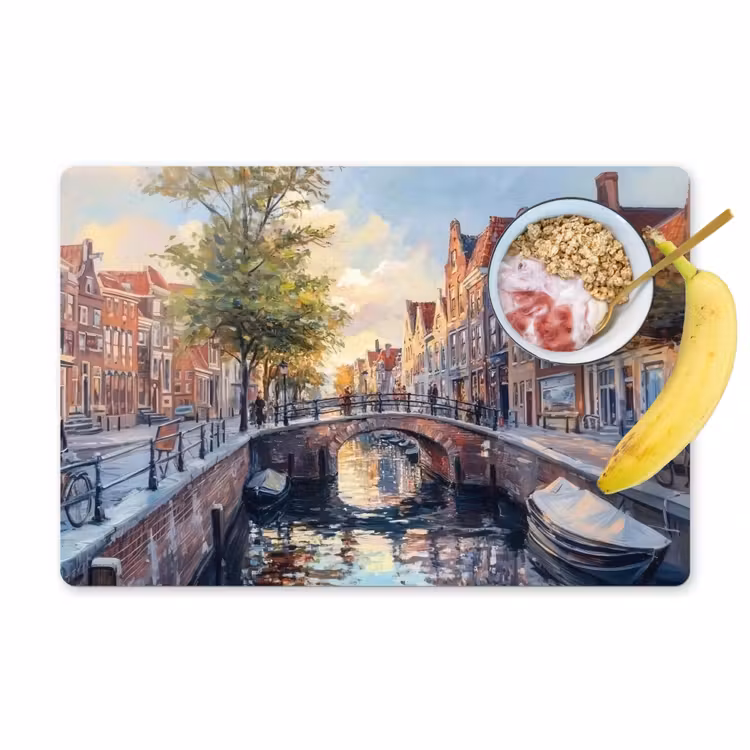 Sets de table en vinyle - Pont - Ville - Maisons - Bateau — 1