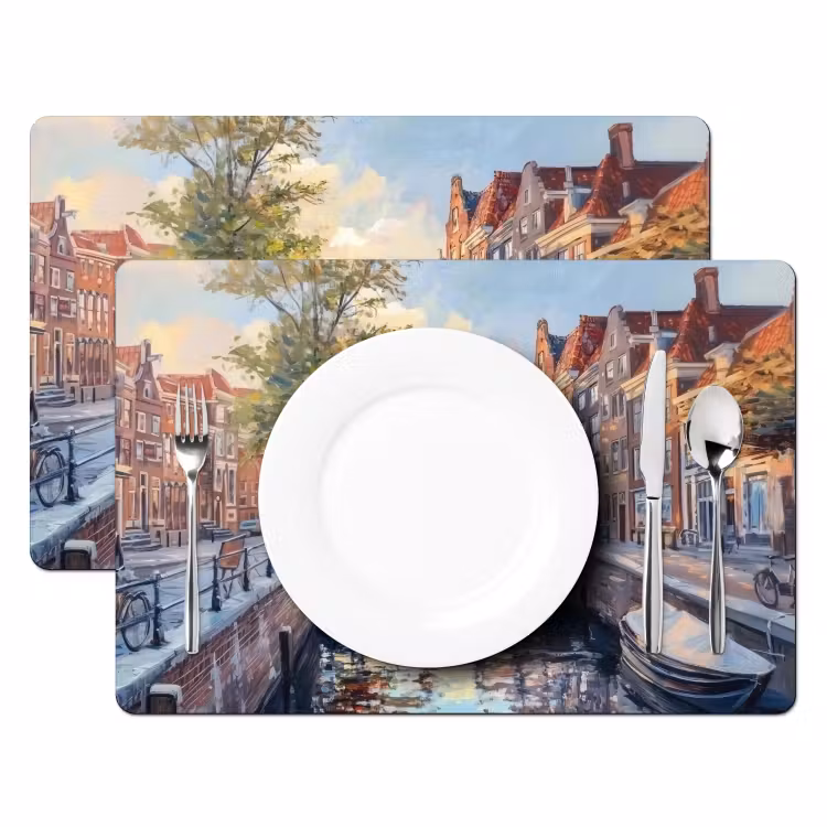 Sets de table en vinyle - Pont - Ville - Maisons - Bateau — 2