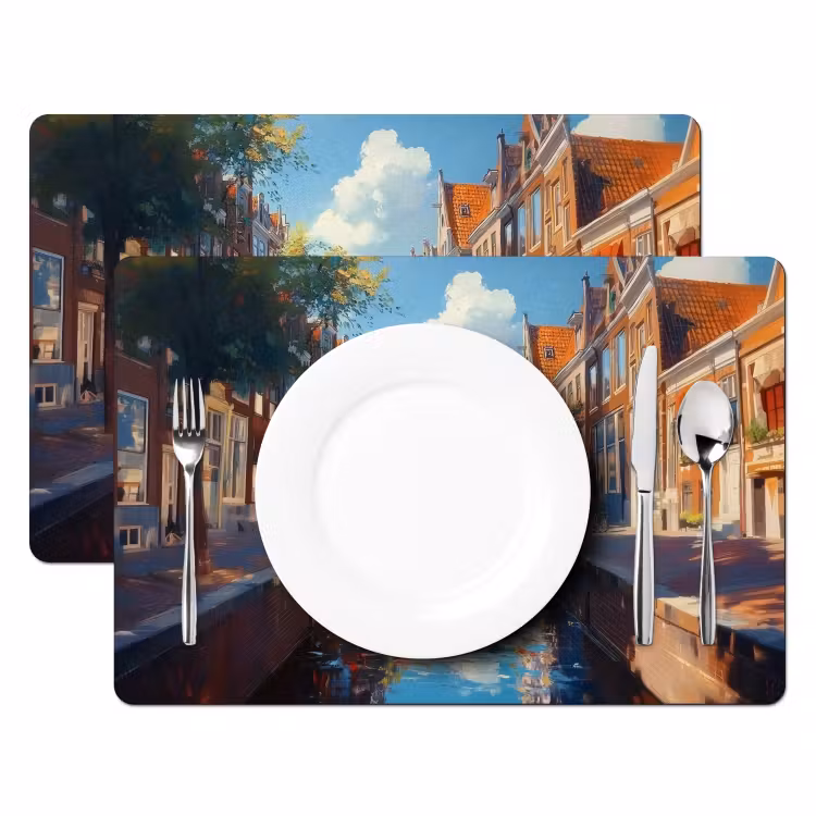 Sets de table en vinyle - Ville - Douves - Soleil - Cyclisme — 2