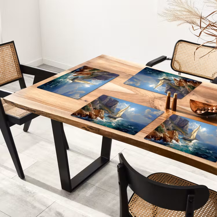 Sets de table en vinyle - Voilier - Mer - Rochers - Nuages — 4