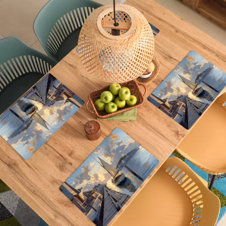 Sets de table en vinyle - Voilier - Soleil - Jetée - Bois — 3