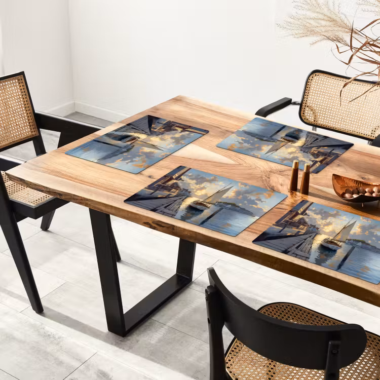 Sets de table en vinyle - Voilier - Soleil - Jetée - Bois — 4