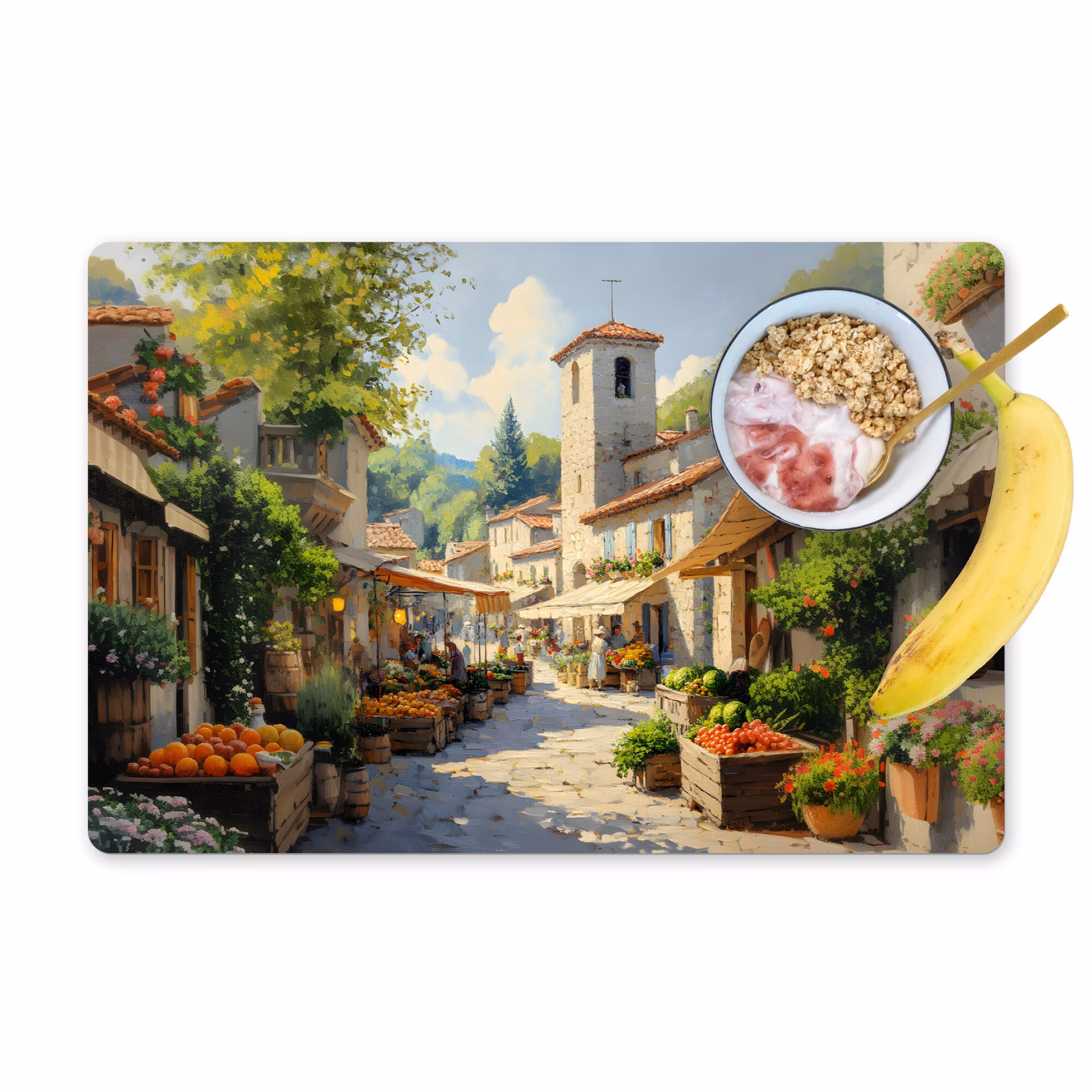 Sets de table en vinyle - Village - Soleil - Étals - Maisons — 1