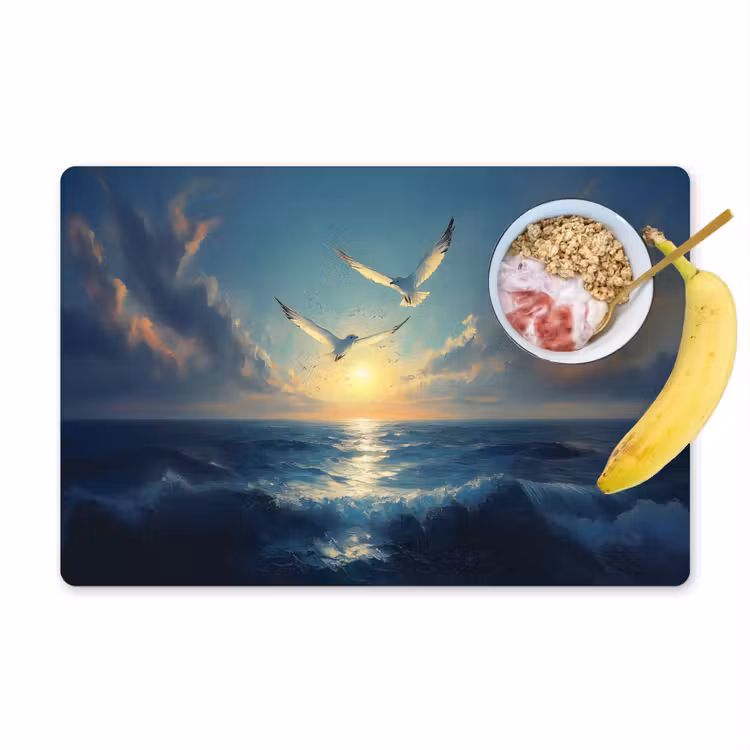 Sets de table en vinyle - Mouettes - Mer - Nuages - Bleu — 1