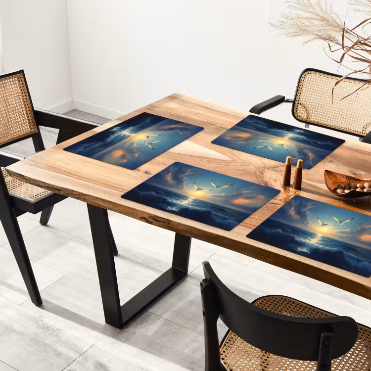 Sets de table en vinyle - Mouettes - Mer - Nuages - Bleu — 4