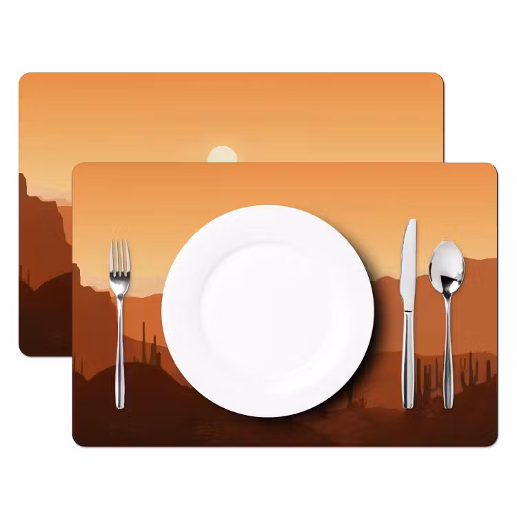 Sets de table en vinyle - Paysage - Désert - Cactus - Soleil — 2