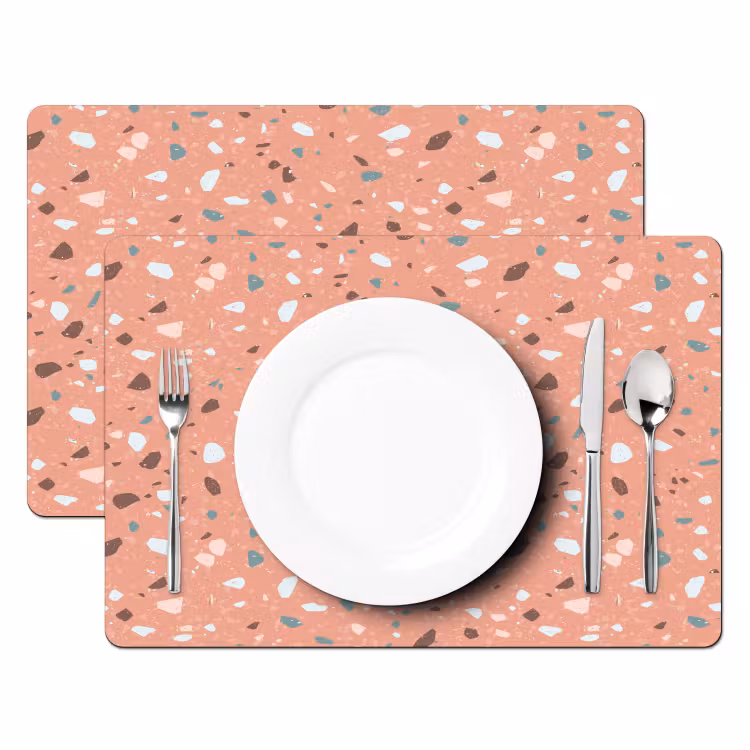 Sets de table en vinyle - Terrazzo - Motif - Coloré - Rose - Bleu — 2