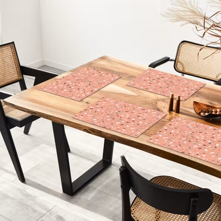 Sets de table en vinyle - Terrazzo - Motif - Coloré - Rose - Bleu — 4