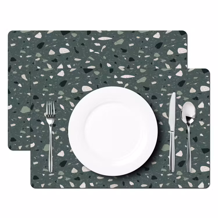 Sets de table en vinyle - Terrazzo - Motif - Coloré - Vert — 2