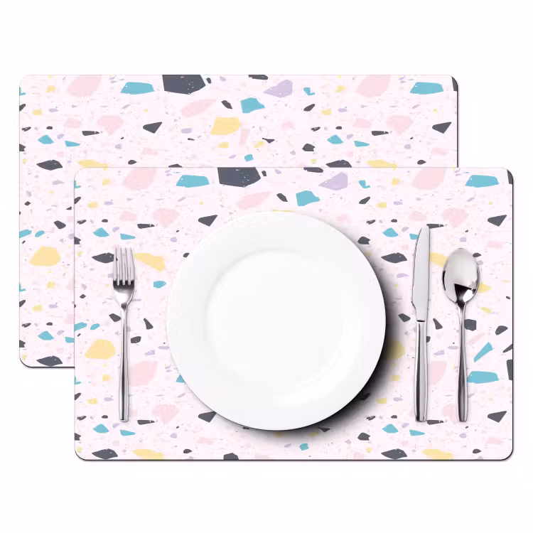 Sets de table en vinyle - Terrazzo - Motif - Doux - Bonbon — 2