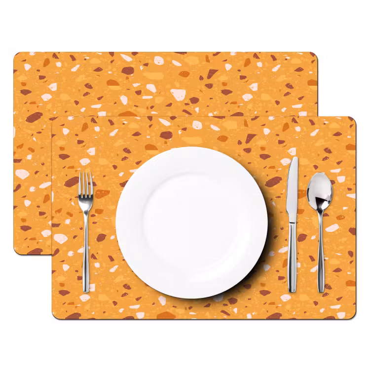 Sets de table en vinyle - Terrazzo - Motif - Jaune ocre — 2