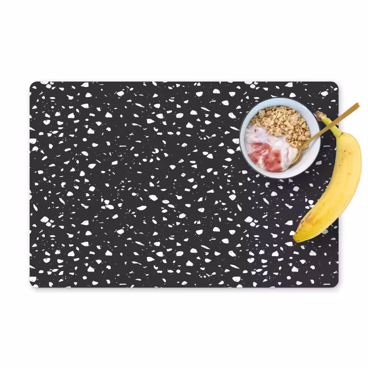 Sets de table en vinyle - Terrazzo - Motif - Noir - Blanc — 1