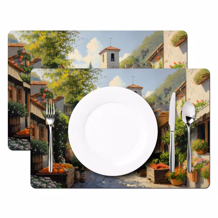 Sets de table en vinyle - Village - Soleil - Étals - Maisons — 2