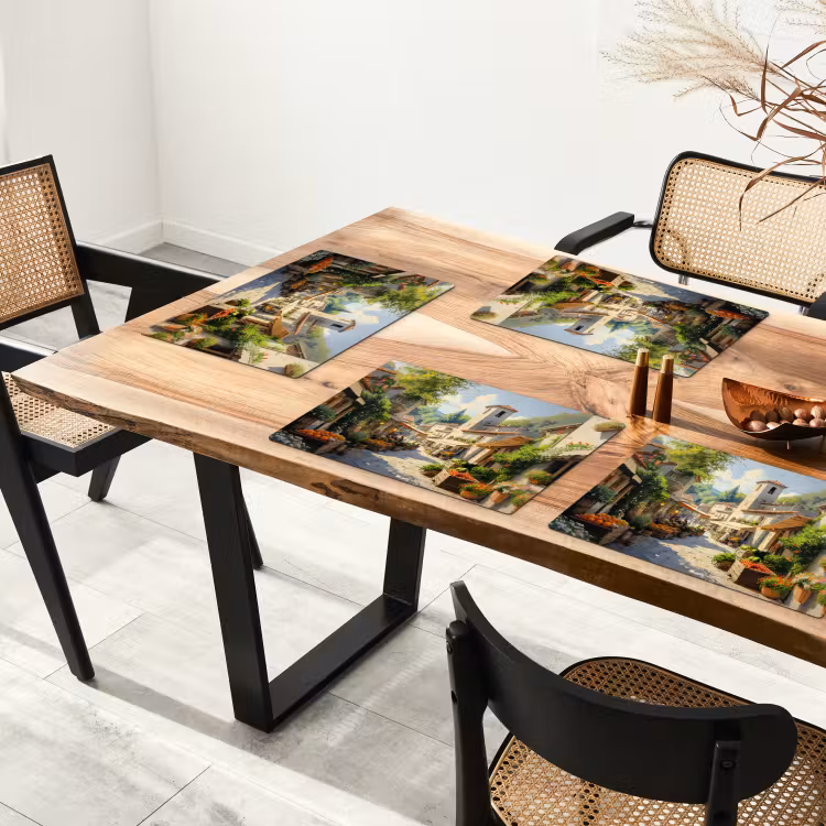 Sets de table en vinyle - Village - Soleil - Étals - Maisons — 4