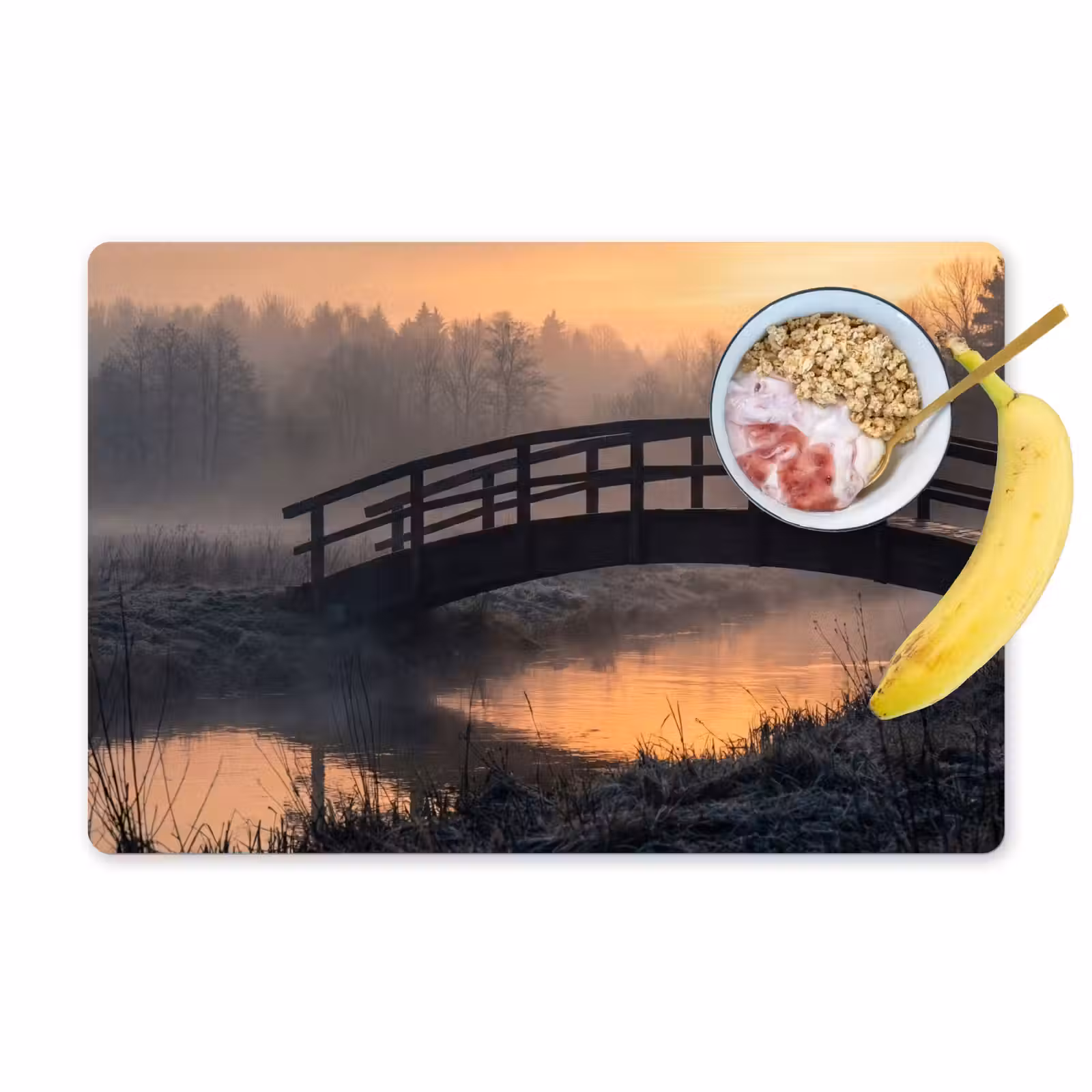 Set de table – 6 pièces - Pont - Brouillard - Arbres - Eau — 1