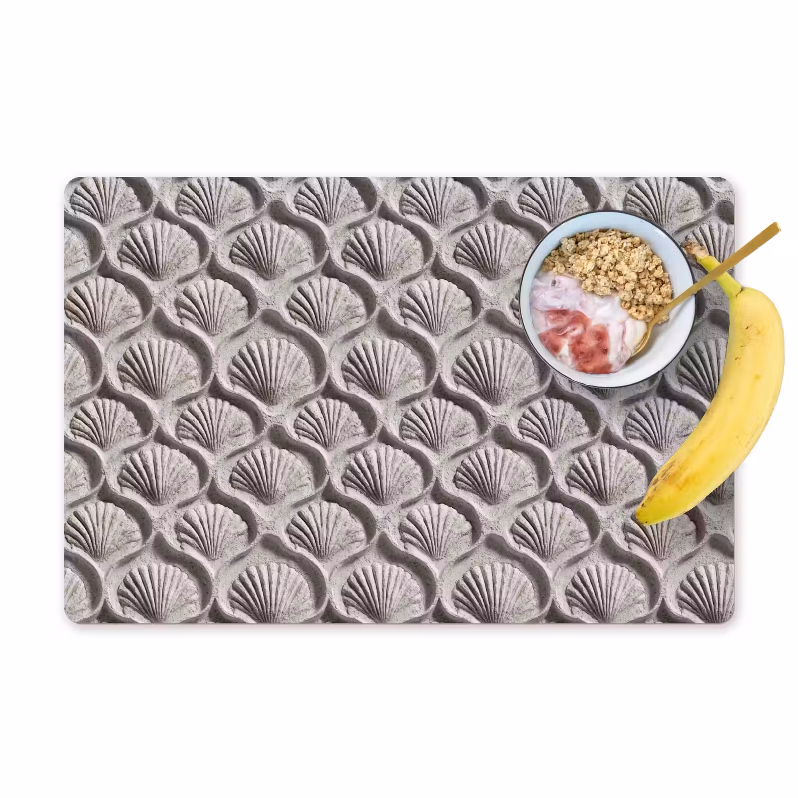 Set de table – 6 pièces - Sable - Forme de coquillage - Gris — 1