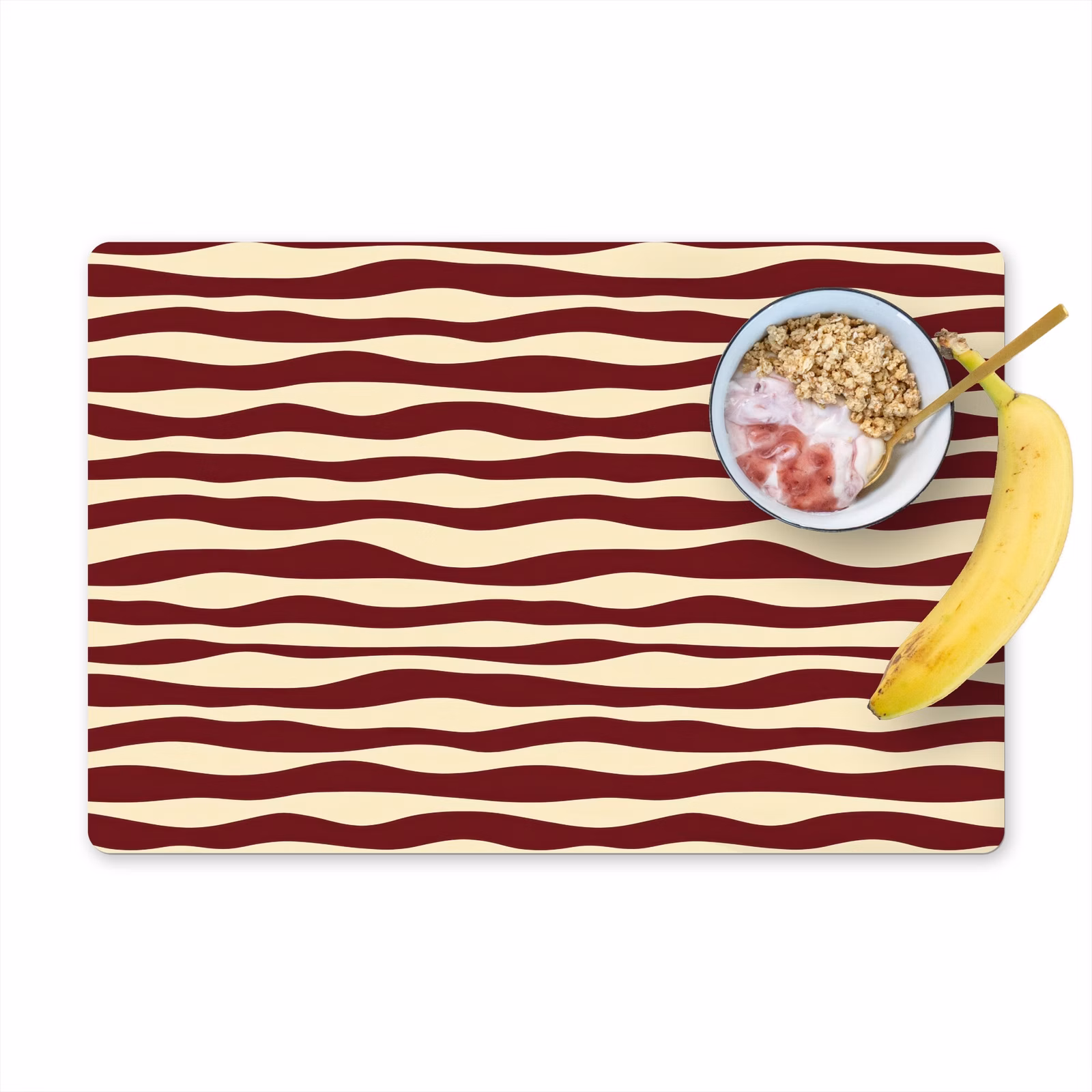 Set de table – 6 pièces - Vagues - Rouge - Motif - Crème — 1