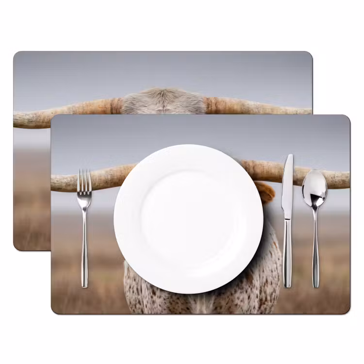 Set de table – 6 pièces - Longhorn - Champ d'herbe - Animal — 2