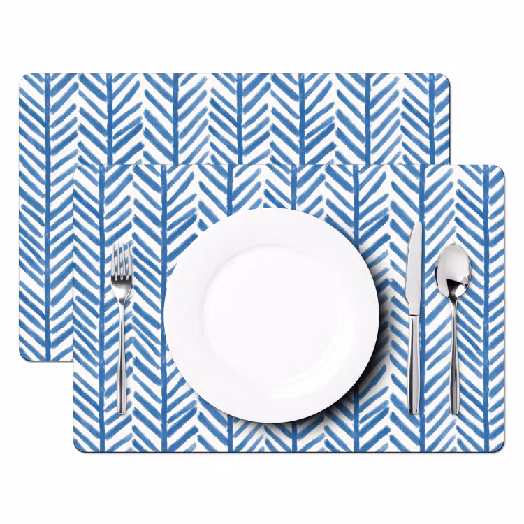 Set de table – 6 pièces - Motif - Rayures - Bleu — 2