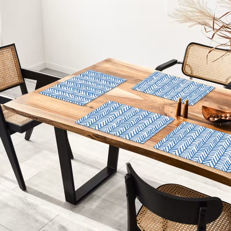 Set de table – 6 pièces - Motif - Rayures - Bleu — 4