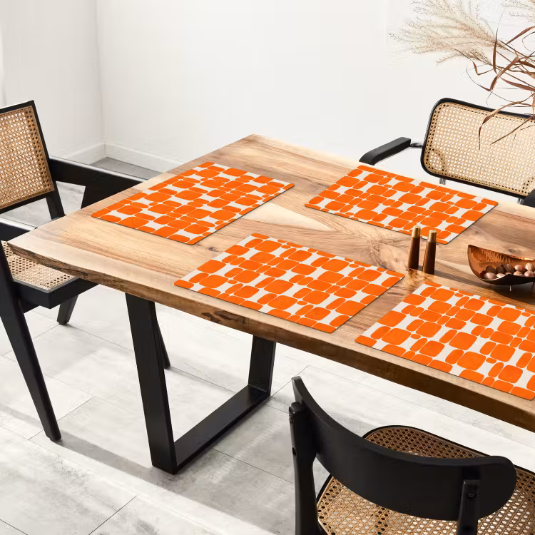 Set de table – 6 pièces - Motif - Rétro - Orange — 4