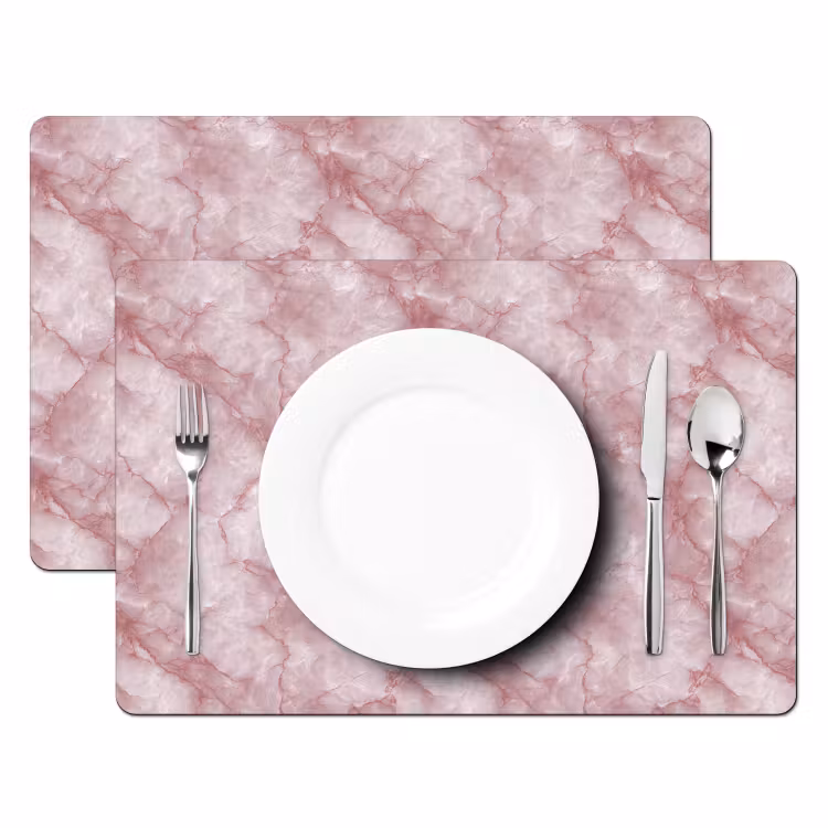Set de table – 6 pièces - Rose - Marbre de quartz - Veines — 2