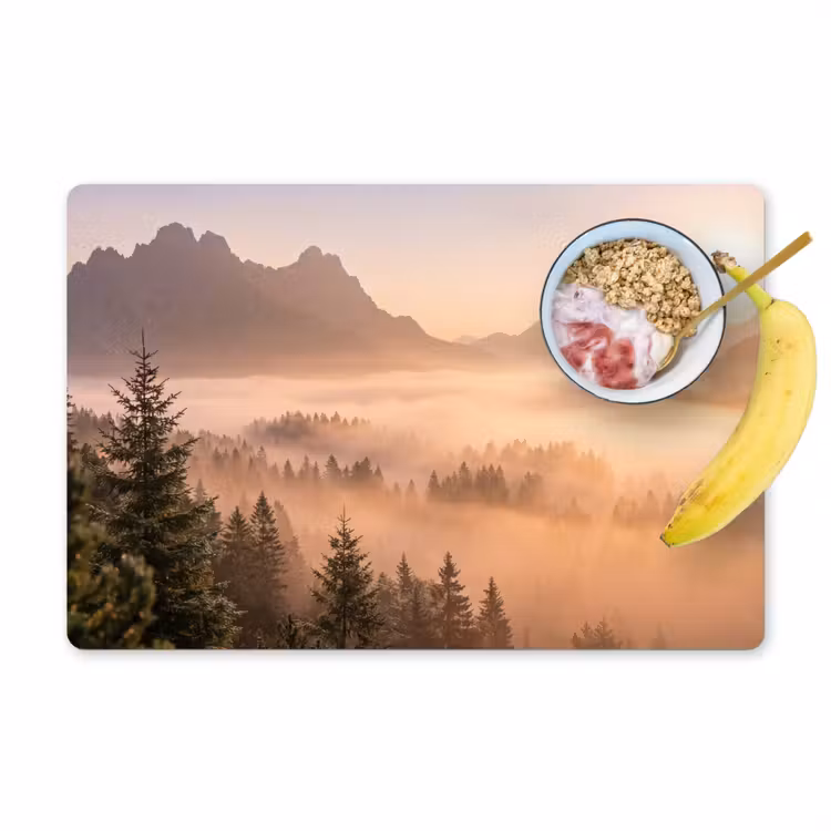 Set de table – 6 pièces - Soleil - Brouillard - Montagnes - Arbres — 1