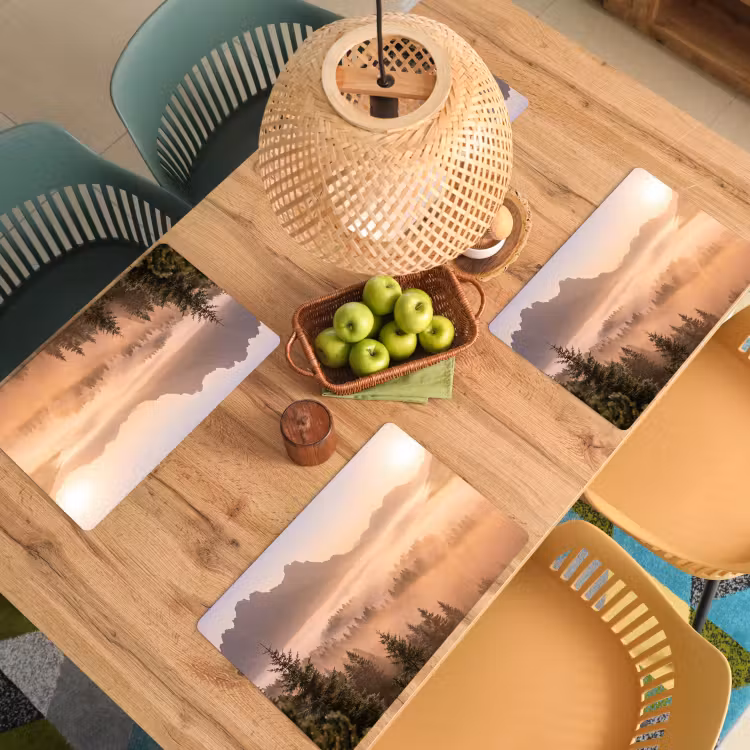Set de table – 6 pièces - Soleil - Brouillard - Montagnes - Arbres — 3