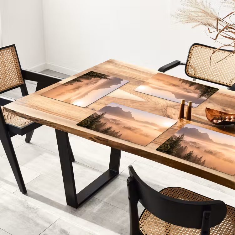 Set de table – 6 pièces - Soleil - Brouillard - Montagnes - Arbres — 4