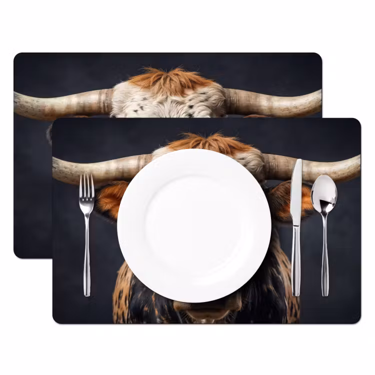 Set de table – 6 pièces - Taureau - coloré - cornes — 2