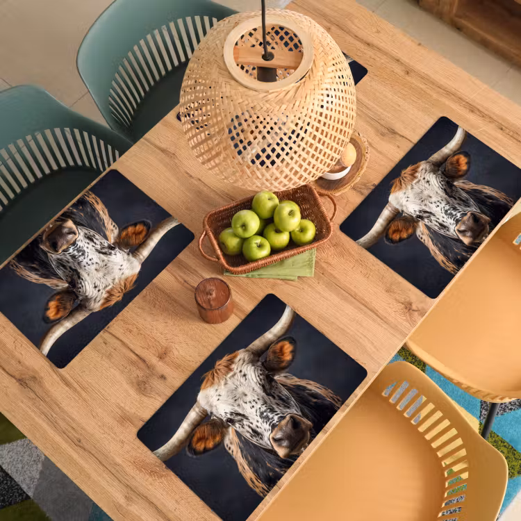 Set de table – 6 pièces - Taureau - coloré - cornes — 3