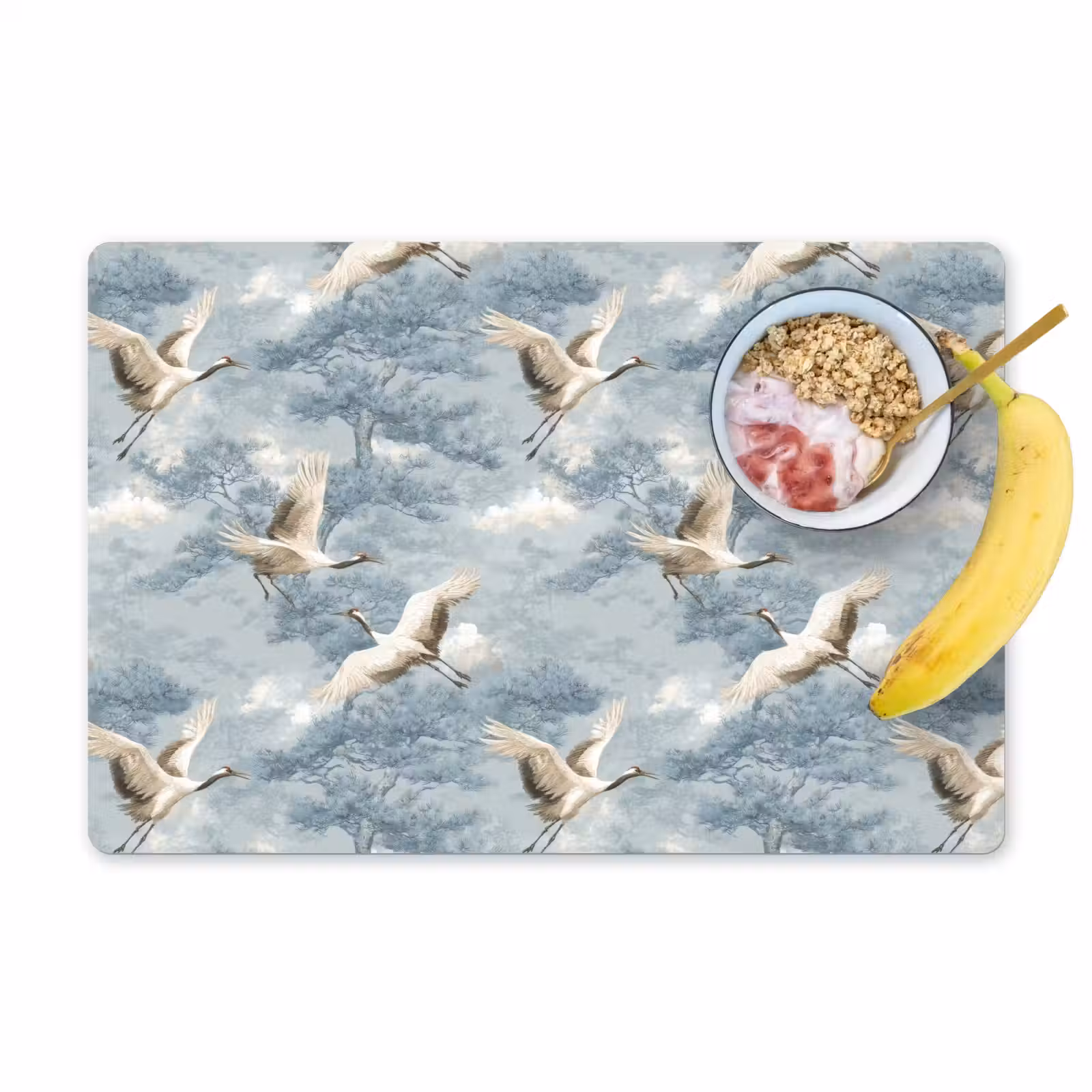 Set de table – 6 pièces - Nuages - Grues - Bleu — 1