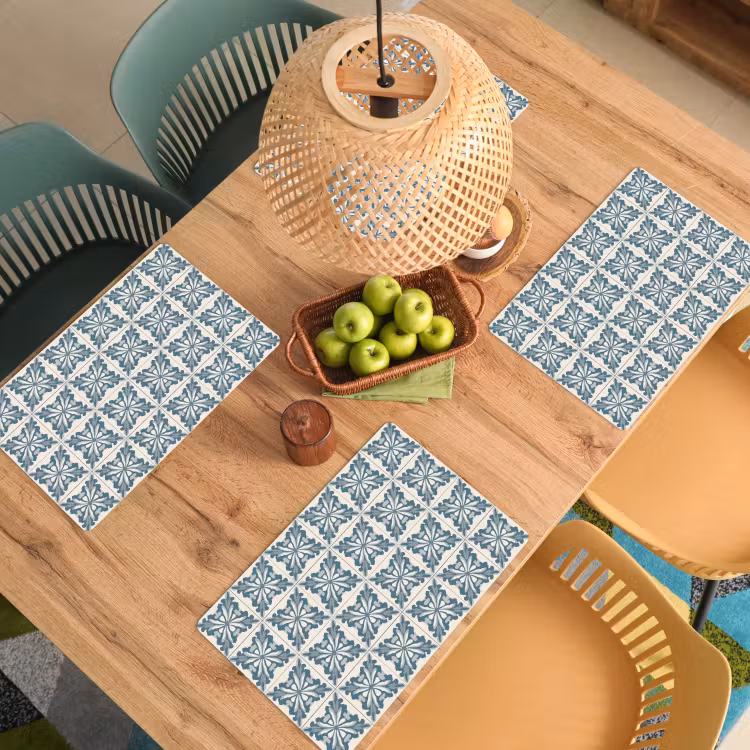 Set de table – 6 pièces - Motif - Carrelage - Bleu — 3