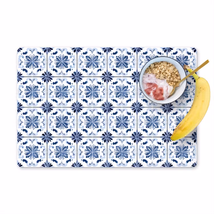 Set de table – 6 pièces - Motif - Carrelage - Bleu — 1