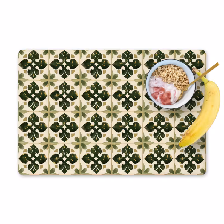 Set de table – 6 pièces - Motif - Carrelage - Vert — 1