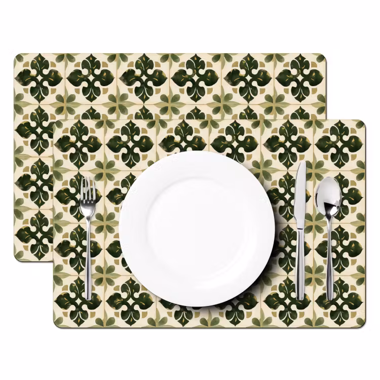 Set de table – 6 pièces - Motif - Carrelage - Vert — 2