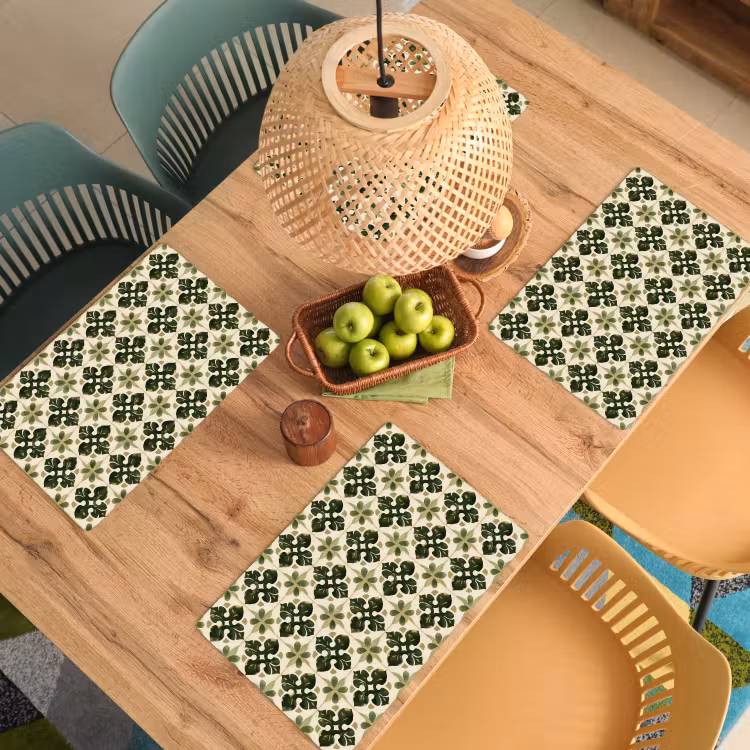 Set de table – 6 pièces - Motif - Carrelage - Vert — 3