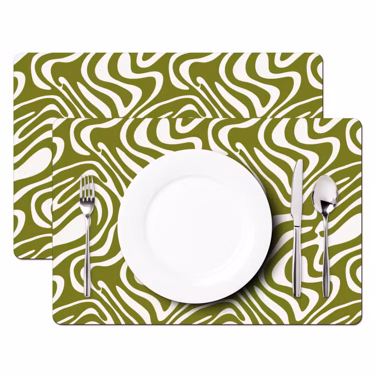 Set de table – 6 pièces - Motif de ligne - Vert - Organic — 2