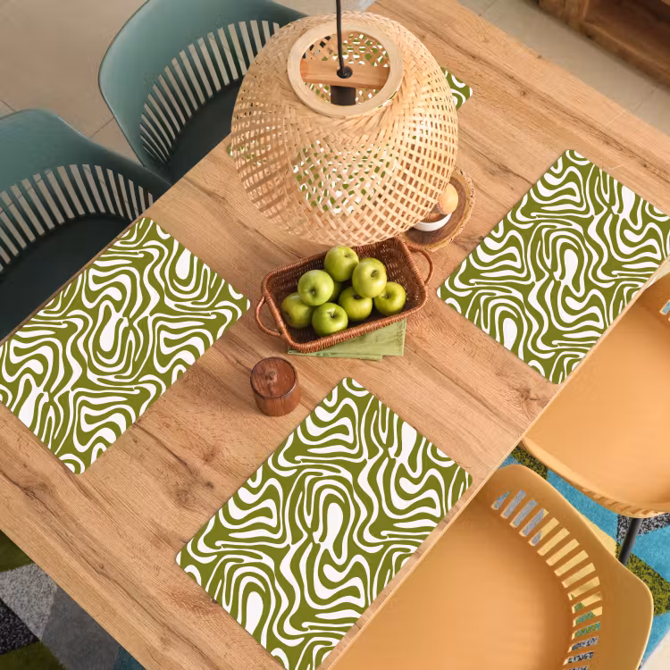 Set de table – 6 pièces - Motif de ligne - Vert - Organic — 3